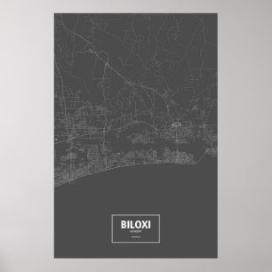 Biloxi, Mississippi (weiß auf Schwarzem) Poster