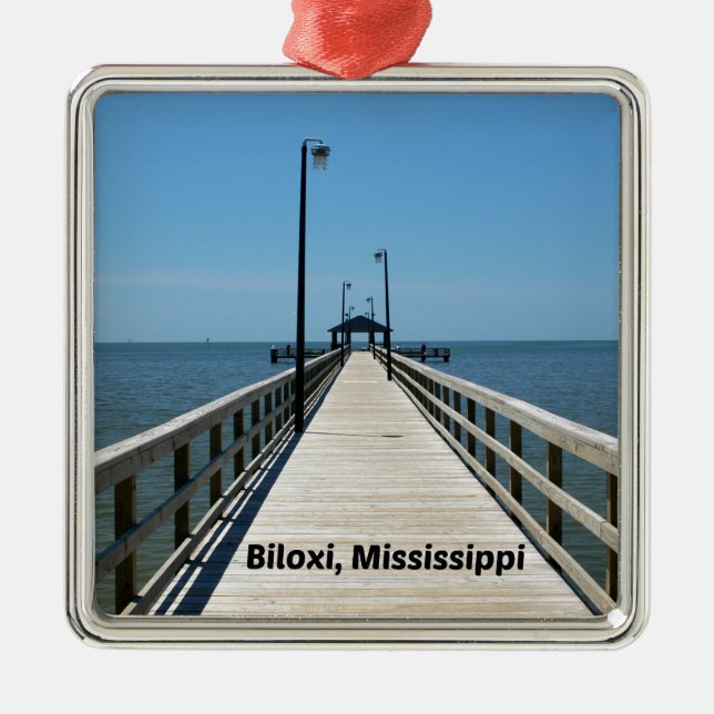 Biloxi, MS Silbernes Ornament (Vorne)