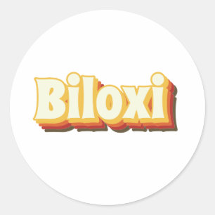 Biloxi Retro Vintage Text Runder Aufkleber