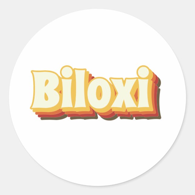 Biloxi Retro Vintager Text Runder Aufkleber (Vorderseite)