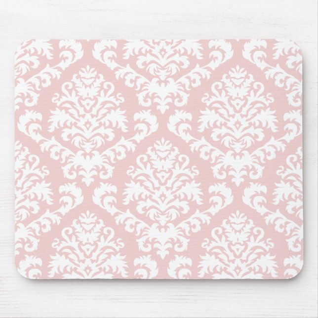 BILTMORE DAMAST im WEISS und ERRÖTEN ROSA Mousepad (Vorne)