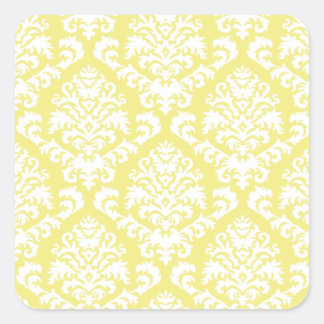 BILTMORE DAMAST in WEISS auf GELB Quadratischer Aufkleber