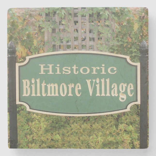 Biltmore Village Sign, Asheville, Biltmore Village Steinuntersetzer (Vorderseite)
