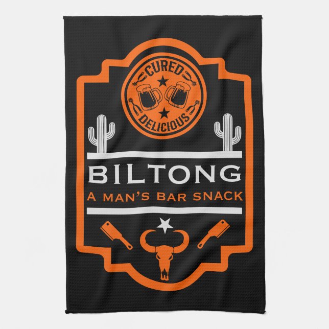 Biltong und Bier Geschirrtuch (Vertikal)