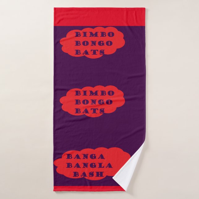 BIMBO BONGO BATS LILA RED LOGO FUN BADEHANDTUCH (Badehandtuch)