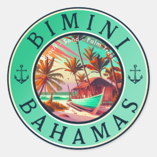 Bimini Bahamas Anker Angeln Vintages Fischerboot Runder Aufkleber