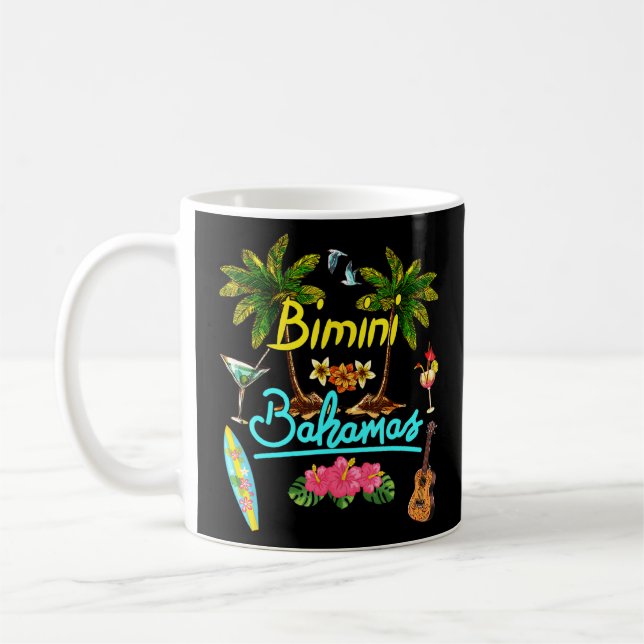 Bimini Bahamas Beach Summer Palm Surf Sun Set Palm Kaffeetasse (Links)