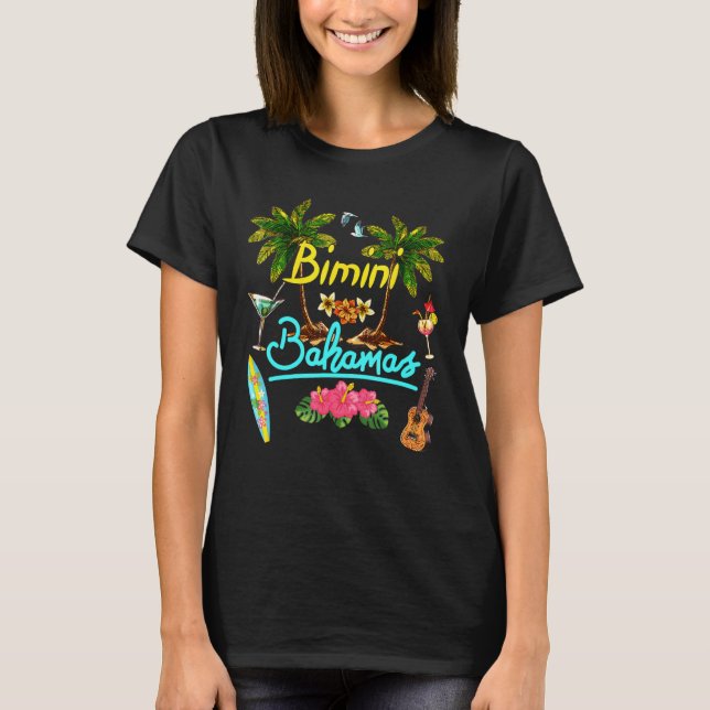 Bimini Bahamas Beach Summer Palm Surf Sun Set Palm T-Shirt (Vorderseite)
