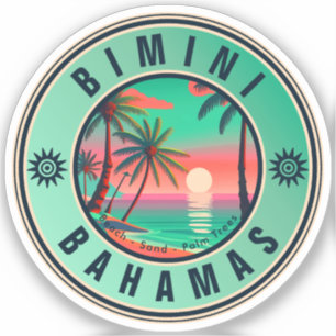 Bimini Bahamas Retro Sunset Travel Souvenir 1950s Aufkleber