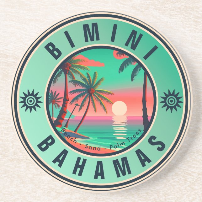 Bimini Bahamas Retro Sunset Travel Souvenir 1950s Getränkeuntersetzer (Vorne)