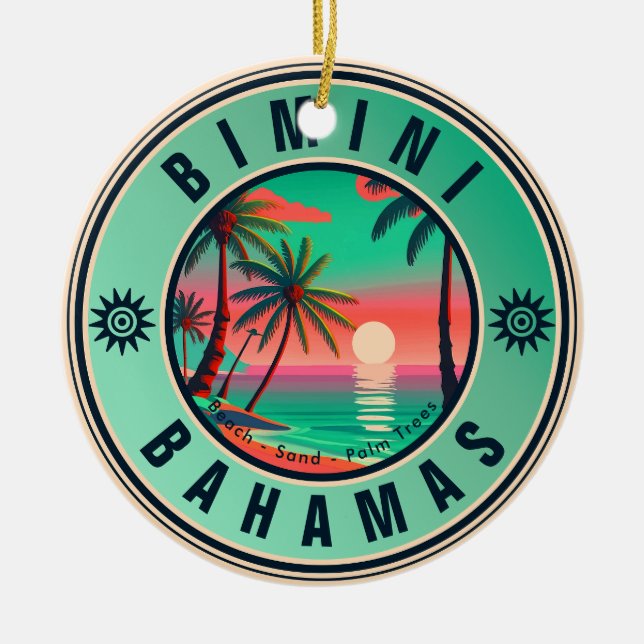 Bimini Bahamas Retro Sunset Travel Souvenir 1950s Keramik Ornament (Vorne)