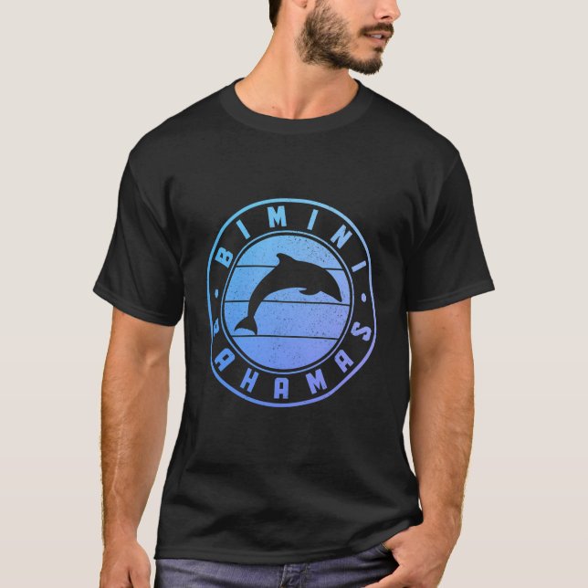 Bimini Bahamas Souvenir Dolphin Vintag T-Shirt (Vorderseite)