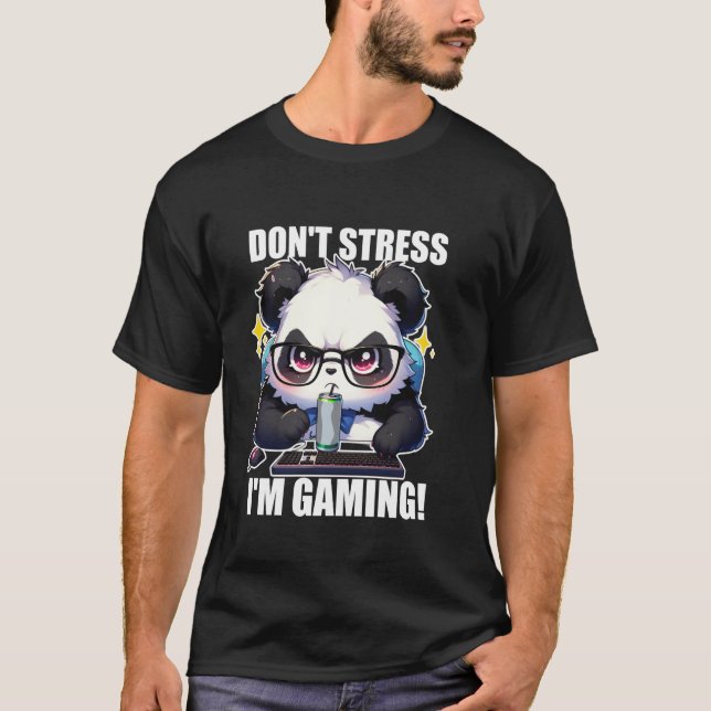 Bin am Zocken Gaming Panda Grumpy Funny T-Shirt (Vorderseite)