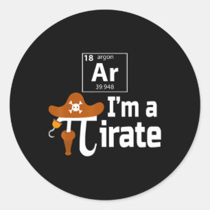 Bin ich ein Pirate Funny Pi Pun Science März 14 3. Runder Aufkleber