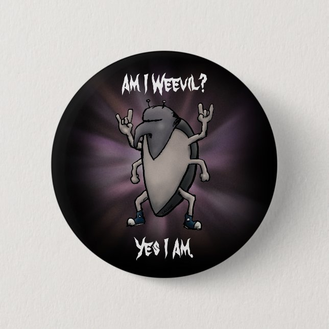 Bin ich mit Schwermetall-Cartoon Button (Vorderseite)
