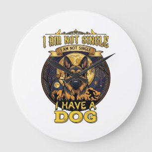 Bin nicht Single Habe Hund Halloween_1 Große Wanduhr