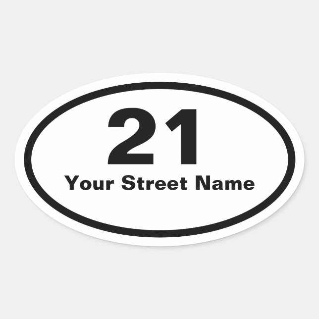 Bin Number Street Name Oval Sticker (Vorderseite)