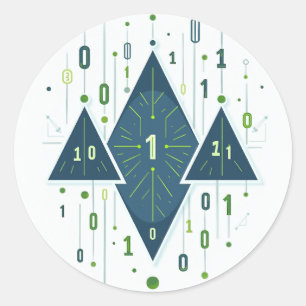 Binärcode-Geometrisches Muster für Programmierer u Runder Aufkleber