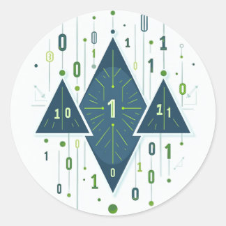 Binärcode-Geometrisches Muster für Programmierer u Runder Aufkleber