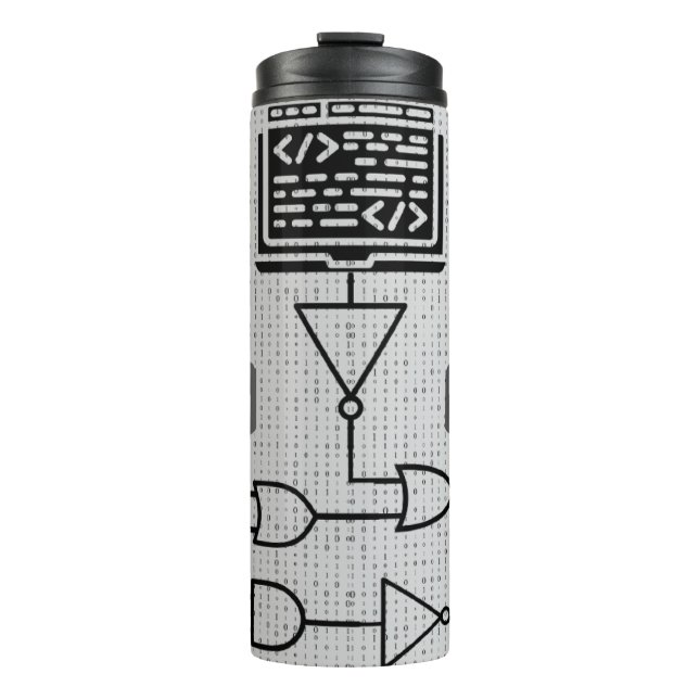 Binärcode-Thermal-Tumbler – Modernes Tech-Design Thermosbecher (Vorderseite)