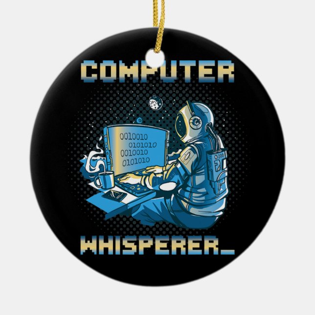 Binäre Codierung von Computer Whisperer-Programmie Keramik Ornament (Vorne)