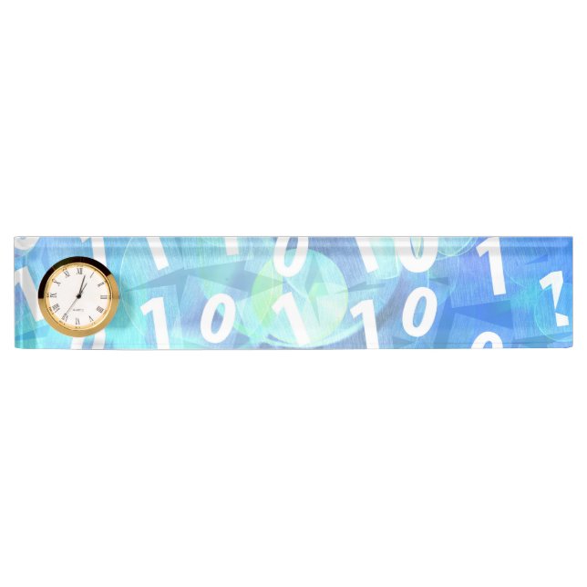 Binärer Code in Blauem und in Lila Namensplakette (Vorderseite)