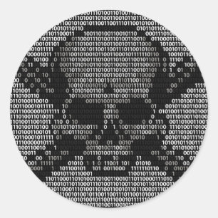 Binärer Code-Totenkopf mit gekreuzter Knochen Runder Aufkleber