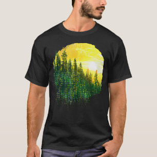 Binärkode für Retro-Bergwald T-Shirt