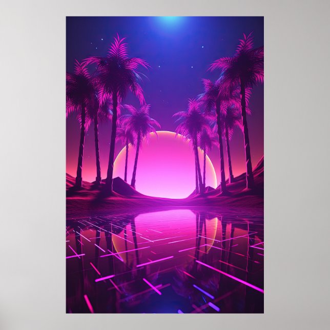 Binary Bliss: Synthwave Euphoria Poster (Vorne)