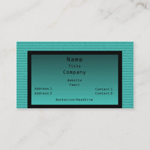 Binary Code Business Card, Aquamarin Visitenkarte
