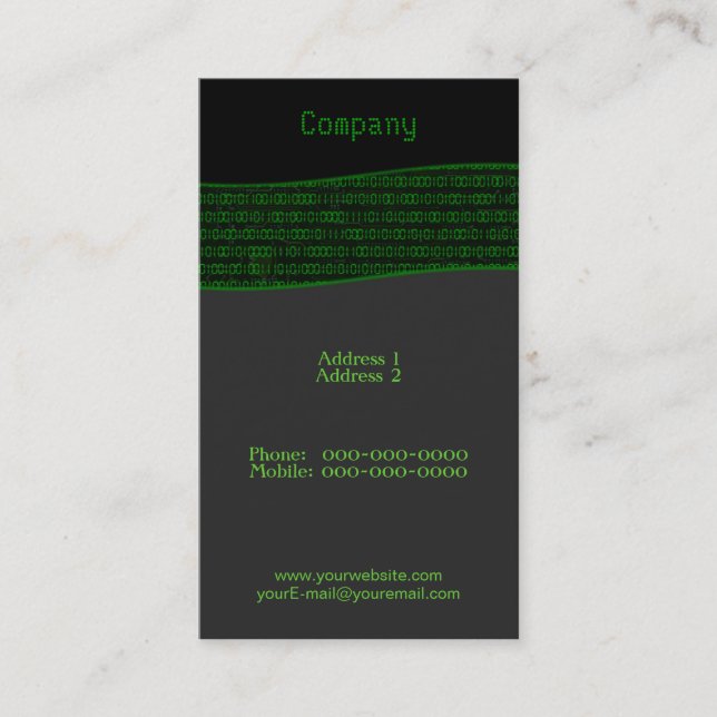 Binary Code Business Card Visitenkarte (Vorderseite)