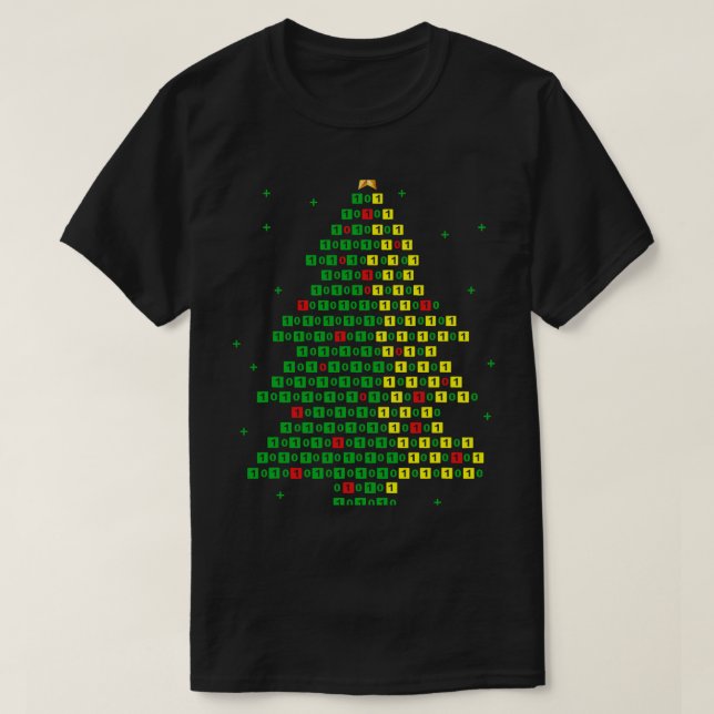 Binary Code Christmas Tree Computer Programmer und T-Shirt (Design vorne)