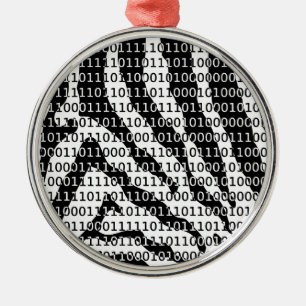 Binary-Code für Schwarz und Weiß Silbernes Ornament