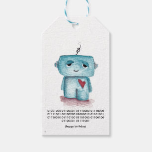 Binary Code Happy Birthday Tag Tag Tag - Roboter Geschenkanhänger