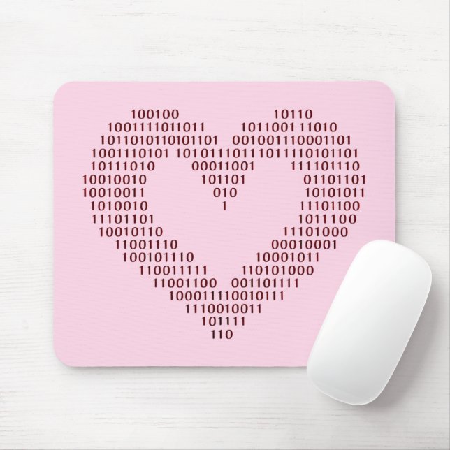 Binary Code Heart Mousepad (Mit Mouse)