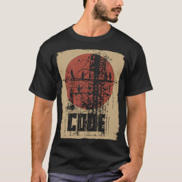 Binary Code Industrial Tech Brutalist Design T-Shirt