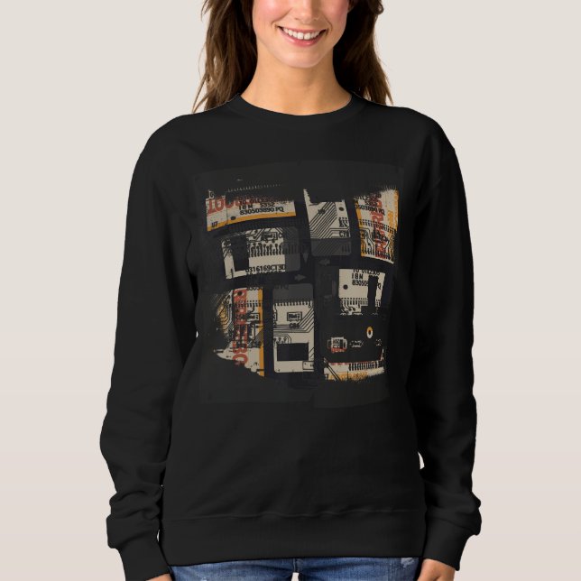 Binary Code Retro Computer Glitch Geek Programmer Sweatshirt (Vorderseite)