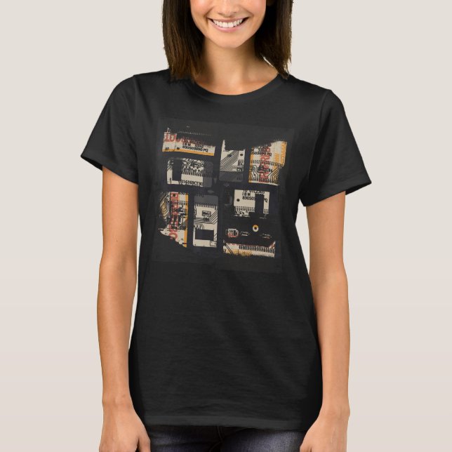 Binary Code Retro Computer Glitch Geek Programmer T-Shirt (Vorderseite)