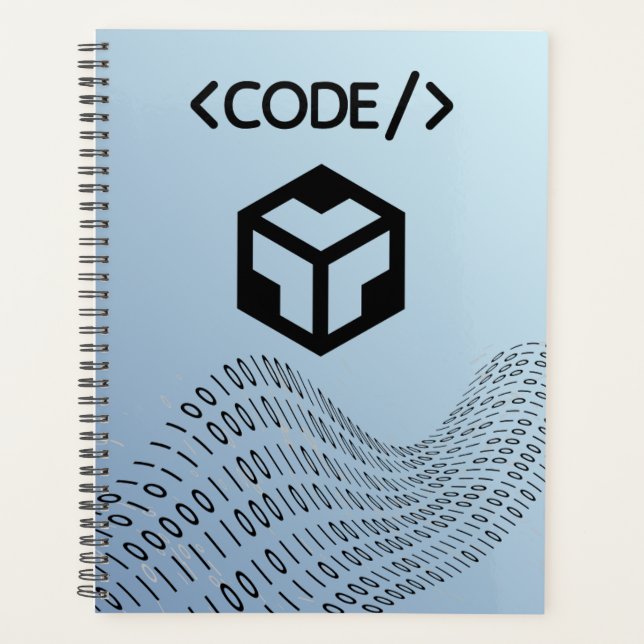 Binary code Spiral Planner– Modern Design Planer (Vorderseite)