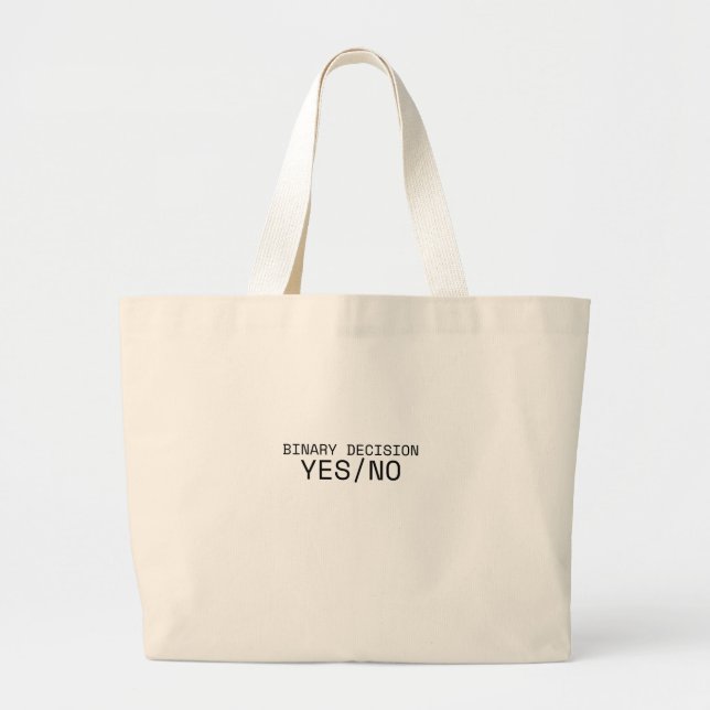 Binary Decision Yes No Minimalist Jumbo Tote Bag Stoffbeutel (Vorne)