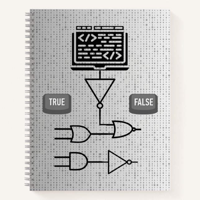 Binary Logic Spiral Notebook – Modern Design  Notizbuch (Vorderseite)