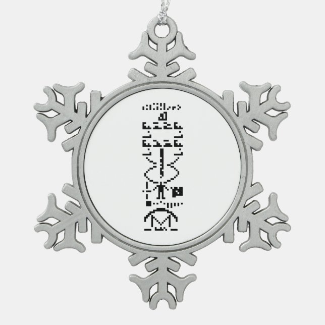 Binary Message 1974 Schneeflocken Zinn-Ornament (Vorderseite)
