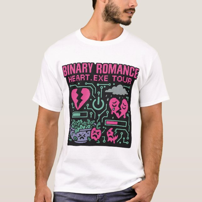 Binary Romance Unisex T - Shirt, Glitchy Cyber Ban T-Shirt (Vorderseite)