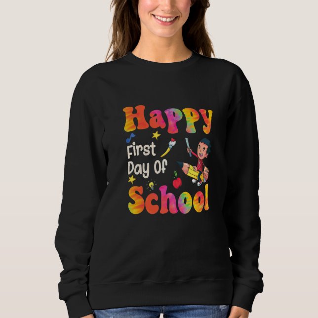 Binde Dich Happy Erster Schultag Lehrer Student Sweatshirt (Vorderseite)