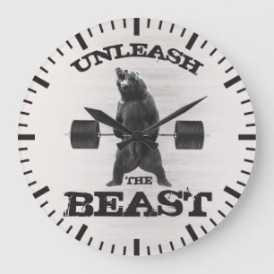Binden Sie die Tier-Turnhallen-Motivation los Große Wanduhr