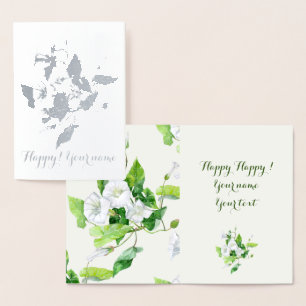 Bindete weiße Blume Folienkarte