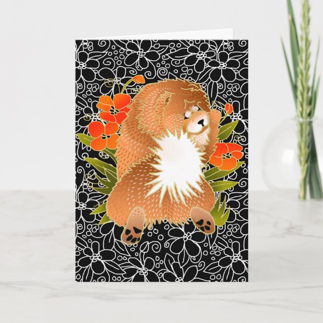 BINDI MINGSIE rote Chow-Chow Grußkarten Karte (Vorderseite)