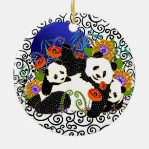 BINDI PANDA-FAMILIEN-VERZIERUNG KERAMIK ORNAMENT