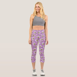 Bindweed Seamless Pattern Capri Leggings