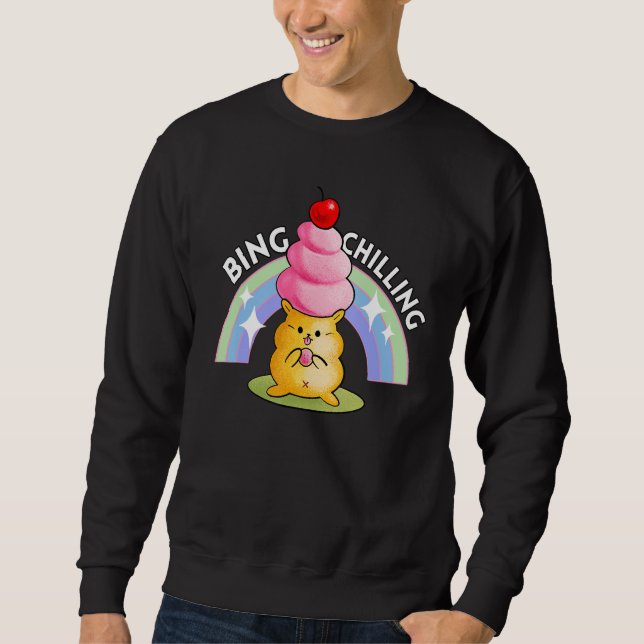 Bing Chilling Ice Cream Hamster Dank Meme Viral Qu Sweatshirt (Vorderseite)